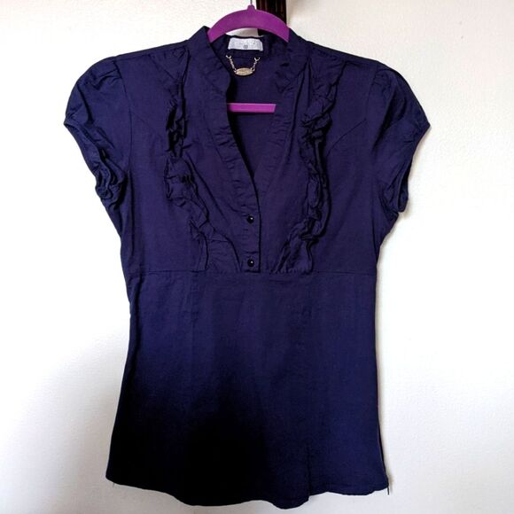 3 for $20!  Ali & Kris Fitted Stretch Cotton Dressy Shirt with Ruffles & Buttons - Picture 1 of 10